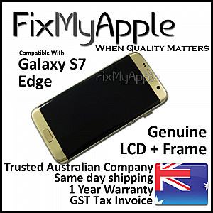 [Full OEM] Samsung Galaxy S7 Edge OLED Touch Screen Digitizer Assembly with Frame - Gold